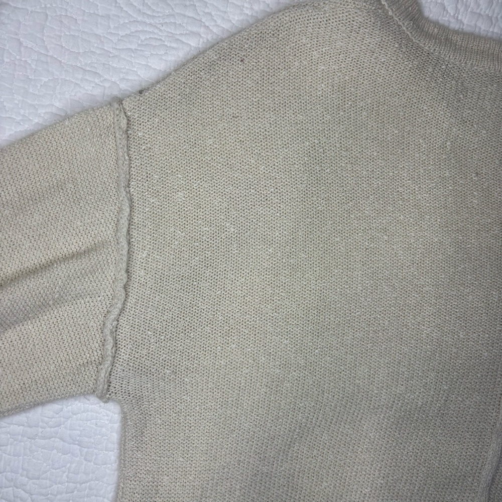 Promesa Cream Knit Sweater Fall Capsule Wardrobe Balloon Sleeves | Women’s S - Picture 10 of 12
